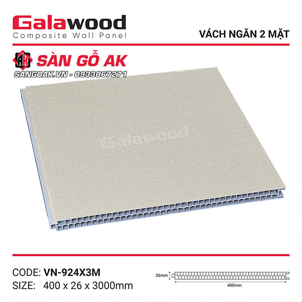 Bộ vách ngăn nhựa vân vải kem Galawood 924